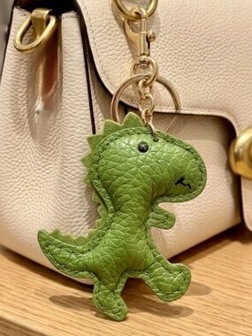 Dinosaur Keychain Bag-charm - Cute Plush Accessory - Gold Green NWT